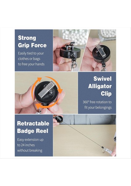 3 Paket Geri Çekilebilir Rozet Makarası Döner Timsah Klipsli Ağır Hizmet Tipi Geri Çekilebilir Anahtarlık Paslanmaz Çelik Yay Bobini (Yurt Dışından) fırsatları