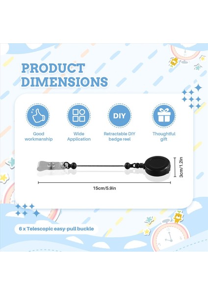 6 Pcs Boncuk Mücevher Mücevher Si ve Öğretmen Ofis Malzemeleri ile Beadable Geri Çekilebilir Rozet Makarası Klipler Tutucu (Yurt Dışından) fırsatları