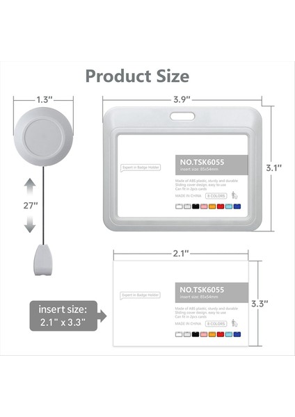 Geri Çekilebilir Rozet Tutucular Geri Çekilebilir Rozet Makarası Klipsli Plastik Sürgülü Kimlik Rozeti Tutucu 3 Paket Yatay Gri (Yurt Dışından) modelleri