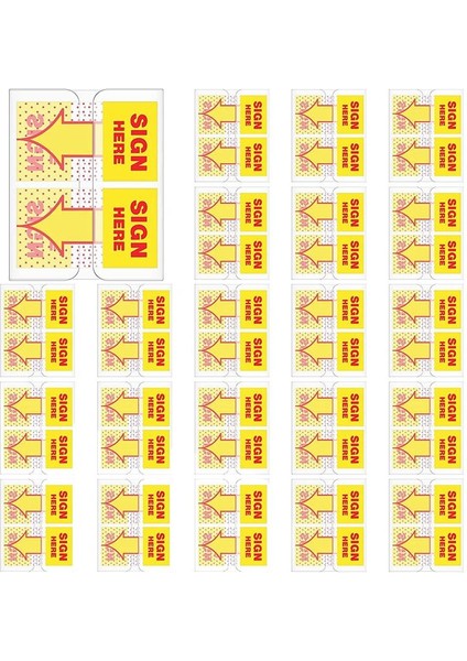 300PCS Burada Imzalar Burada Sekmeler Imzalar Burada Imzalayın Çıkartmalar Burada Dispenser Arrows ile Bayrakları Imzalayın 1 Inç (Sarı) (Yurt Dışından)