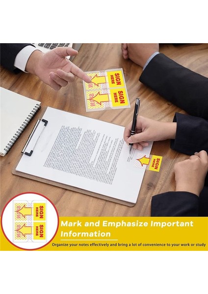 300PCS Burada Imzalar Burada Sekmeler Imzalar Burada Imzalayın Çıkartmalar Burada Dispenser Arrows ile Bayrakları Imzalayın 1 Inç (Sarı) (Yurt Dışından) modelleri