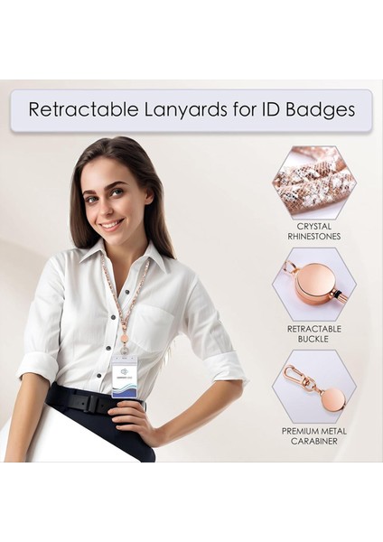 Kimlik Rozetleri Için Kordonlar 9 Inç 3 Set Bling Rozeti Koruyucu ile Kimlik Rozeti Tutucusu Geri Çekilebilir Kristal Öğretmen Kordonları (Yurt Dışından) fiyatları