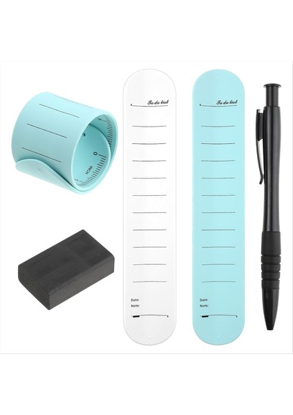 Giyilebilir Not Defteri Cetvelli Silikon Not Bilekliği Hemşire Hatırlatıcısı Silinebilir Bilek Not Defteri Kalem ve Silgi B (Yurt Dışından)