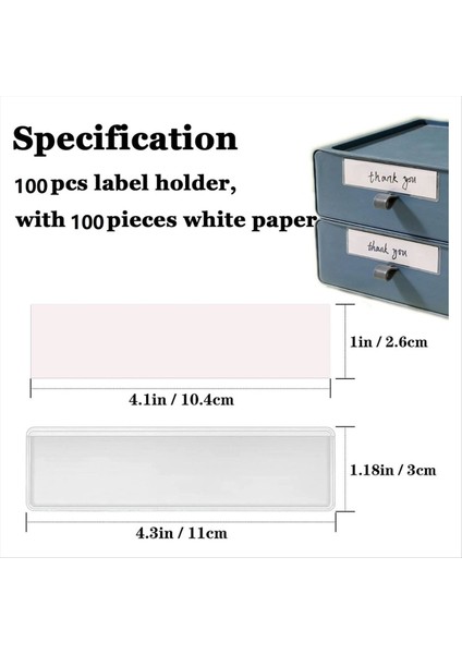 Etiket Tutucular Yapıştırıcı Raf Etiketi Temiz Raf Etiketi Dizin Kartı Cepler Çekmeceleri Dosya Depolama Kutuları Etiket Tutucu 100 Paket (Yurt Dışından) fiyatları
