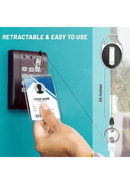 2 Paket Kimlik Rozeti Tutucu Geri Çekilebilir Rozet Makarası Ağır Hizmet Karabinalı Rozet Makarası ile Dikey Kimlik Kart Tutucu (Yurt Dışından) modelleri