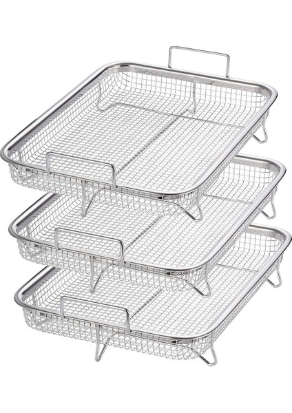 Fırın Için 3 Paket Hava Fritöz Sepeti, Paslanmaz Çelik Izgara Sepeti Yapışmaz Örgü Sepet Seti, Hava Fritöz Tepsisi Tel Raf (Yurt Dışından)