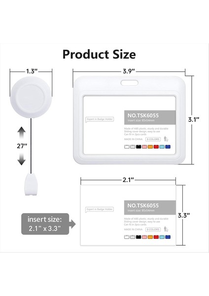 Geri Çekilebilir Rozet Tutucular Geri Çekilebilir Rozet Makarası Klipsli Plastik Sürgülü Kimlik Rozeti Tutucu 3 Paket Yatay Beyaz (Yurt Dışından) fiyatları