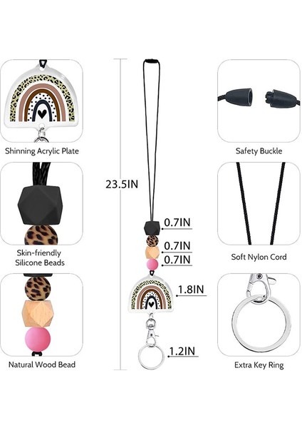 Kimlik Kartı ve Anahtarlar Için Gökkuşağı Kordonları Kordonlu Silikon Boncuklu Kırılma Kordonlu Sevimli Kimlik Tutucu (Yurt Dışından) fiyatları