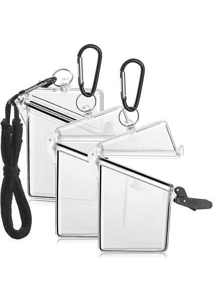 3 Paket Su Geçirmez Kimlik Kartı Rozeti Tutucu Kasa Kordon Temiz Su Geçirmez Kart Tutucu Kordonlar ve Anahtarlar Için (Yurt Dışından)