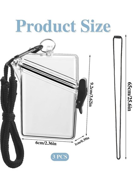 3 Paket Su Geçirmez Kimlik Kartı Rozeti Tutucu Kasa Kordon Temiz Su Geçirmez Kart Tutucu Kordonlar ve Anahtarlar Için (Yurt Dışından) modelleri