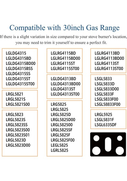 30 Inç Lg Gazlı Ocak Için Ocak Kapağı Model LGLDG4315 LRG4115 LRG4113 LDG4313 0,4 mm Kalınlık Tekrar Kullanılabilir Ocak Brülör Kapağı (Yurt Dışından) fırsatları