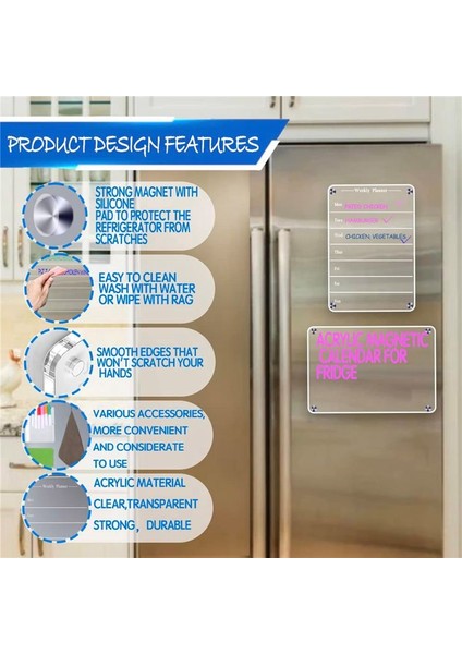Buzdolabı Için Manyetik Akrilik Kurulu Günlük Haftalık Aylık Planlayıcı Marker Kurulu Kuru Sızıntı Takvim Memo Kurulu (Yurt Dışından) modelleri