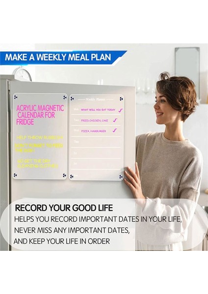 Buzdolabı Için Manyetik Akrilik Kurulu Günlük Haftalık Aylık Planlayıcı Marker Kurulu Kuru Sızıntı Takvim Memo Kurulu (Yurt Dışından) indirimleri