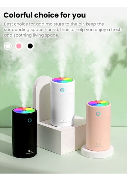 Nemlendirici Mini USB Hava Nemlendirici 400 ml Renkli Gece Lambası ile Otomatik Kapanma Ev Araba Yatak Odası Ofis Pembe (Yurt Dışından) modelleri