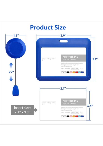 Geri Çekilebilir Rozet Tutucular Geri Çekilebilir Rozet Makarası Klipsli Plastik Sürgülü Kimlik Rozeti Tutucu 3 Paket Yatay Mavi (Yurt Dışından) fırsatları
