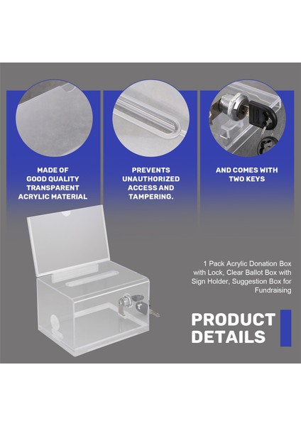 1 Paket Akrilik Bağış Kutusu Kilitli Işaret Tutucu ile Clear Mışkeme Kutusu Bağış Toplama Için Öneri Kutusu (Yurt Dışından) fırsatları