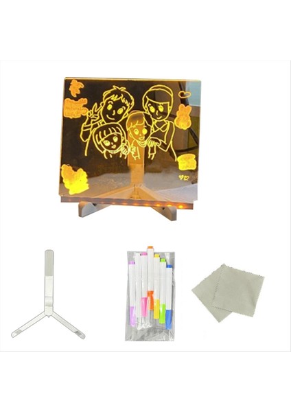 Renkli 7 Renk LED Kuru Teras Notu Panosu Akrilik Mesaj Panosu Stand USB Gücü Yeniden Yazılabilir Gece Işığı (Yurt Dışından)