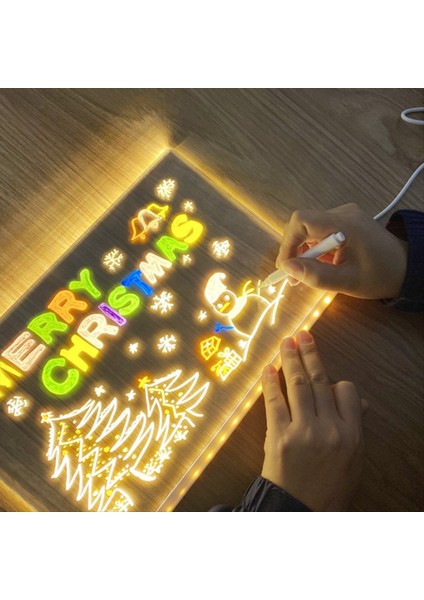 Renkli 7 Renk LED Kuru Teras Notu Panosu Akrilik Mesaj Panosu Stand USB Gücü Yeniden Yazılabilir Gece Işığı (Yurt Dışından) fırsatları