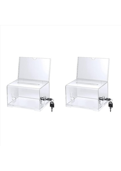 2 Paket Akrilik Bağış Kutusu Kilitli Işaret Tutucu ile Temiz Oy Müzesi Bağış Toplama Için Öneri Kutusu (Yurt Dışından)