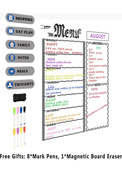 2x A3 Mutfak Buzdolabı Için Manyetik Beyaz Tahta Sayfası Çok Amaçlı Buzdolabı Haftalık Beyaz Tahta Takvimi 16 Pen (Beyaz) (Yurt Dışından) indirimleri