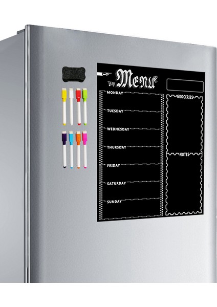 A3 Mutfak Buzdolabı Için Manyetik Beyaz Tahta Sayfası Çok Amaçlı Buzdolabı Haftalık Beyaz Tahta Takvimi 8 Pen (Siyah) ile Menü Planlaması Için Takvim (Yurt Dışından) fiyatları