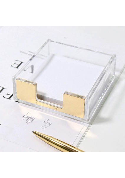 Akrilik Yapışkan Notlar Pad Tutucu Masaüstü Organizatör 3 5x3 3 Inç Office Ev Masası Malzemeleri (Altın) (Yurt Dışından) fırsatları