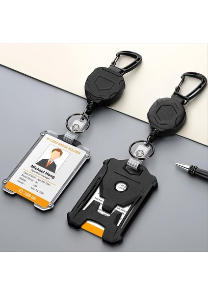 2 Paket Geri Çekilebilir Rozet Sahibi Ağır Hizmet Rozeti Reel Kimlik Kartı Tutucu Retractable Lanyard Keychain (Yurt Dışından) fırsatları