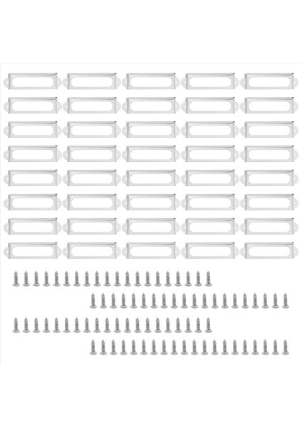 40 Set Office Kütüphanesi Dosyası Çekmeci Dolap Kart Etiketi Etiket Tutucu Metal Çerçeve (Gümüş Ton) (Yurt Dışından)
