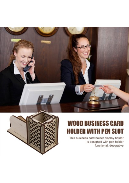 Ahşap Kartvizit Tutucu Pen Yuvası Kartvizit Standı Masa Ahşap Ekran Ofis Masa (Yurt Dışından) fırsatları