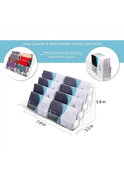 2x Kartvizit Tutucu 8 Cep Akrilik Kartvizit Sahibi Masa Kartvizit Stand Masaüstü Kartvizit Tutucuları (Yurt Dışından) fiyatları