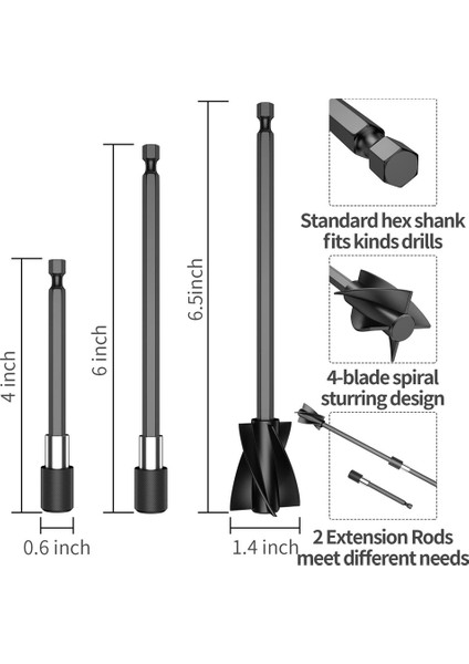 2 Uzatma Çubuklu 5 Adet Reçine Karıştırıcı Kürekler, Güçlü Karıştırma Için Epoksi Karıştırıcı Ataşmanı, Yeniden Kullanılabilir Boya Karıştırıcı (Yurt Dışından) modelleri