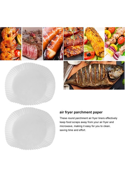 50 Adet Hava Fritöz Parşömen Kağıt Gömlekleri Yapışmaz Tek Kullanımlık Gömlekler, Deliksiz Yuvarlak Parşömen Kağıdı (Beyaz) (Yurt Dışından) fırsatları