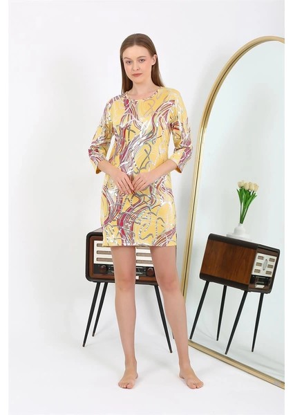 Kadın Micro Kumaş Mini Parlak Elbise Sarı fiyatları