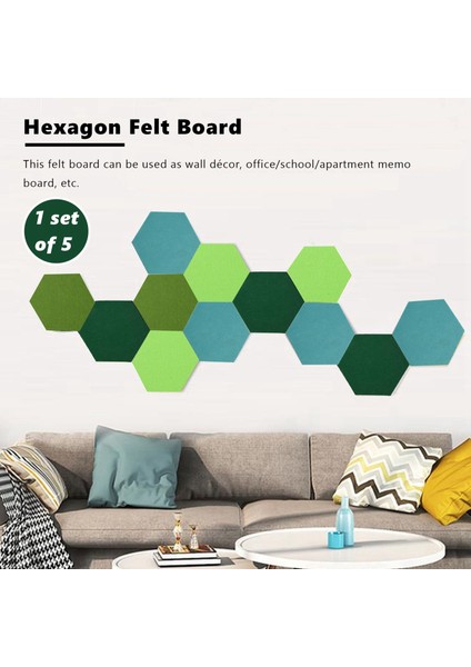 10PCS/SET Altıgen Keçe Tahtası Altıgen Keçe Duvar Çıkartması Çok Faktörlü 3D Dekoratif Ana Mesaj Panosu Yeşil Serisi (Yurt Dışından) fiyatları