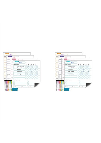 Kuru Silim Kadınları Için Kuruluk Güzelliği- 8 Pcs Kuru Silme Davranış Grafikleri ve Silgi ile 12 Renkli Belirteç Ödül Grafiği (Yurt Dışından)