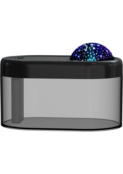 1l USB Nemlendirici, Yıldızlı Gökyüzü Lambası Projeksiyon Nemlendirici Ev Tipi Sessiz Sprey Atmosfer Projeksiyon Gece Lambası Siyah (Yurt Dışından)