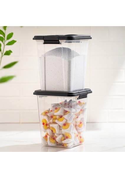 4379 2li Mega Boy Hava Geçirmez Deterjan Saklama Kabı Erzak Saklama Kabı Seti Gri 5lt modelleri