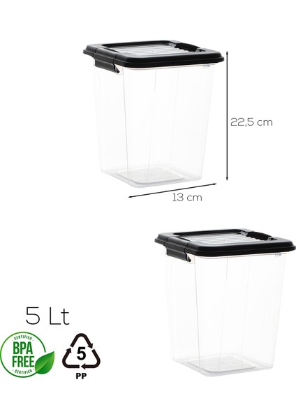 4379 2li Mega Boy Hava Geçirmez Deterjan Saklama Kabı Erzak Saklama Kabı Seti Gri 5lt indirimleri