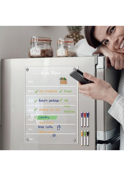 A3 Clear Buzdolabı Mıknatıslar Akrilik Haftalık Planlayıcı Kartı Yeniden Infaz Buzdolabı Çıkartmaları Kuru Silme Mesaj Panosu Ev (Yurt Dışından) fiyatları