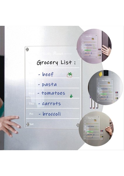 A3 Clear Buzdolabı Mıknatıslar Akrilik Haftalık Planlayıcı Kartı Yeniden Infaz Buzdolabı Çıkartmaları Kuru Silme Mesaj Panosu Ev (Yurt Dışından) modelleri