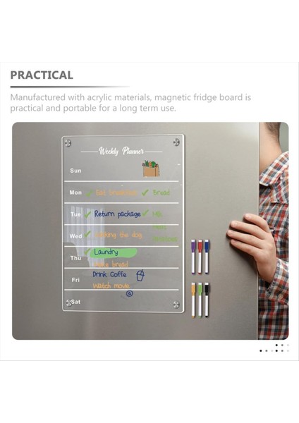 A3 Clear Buzdolabı Mıknatıslar Akrilik Haftalık Planlayıcı Kartı Yeniden Infaz Buzdolabı Çıkartmaları Kuru Silme Mesaj Panosu Ev (Yurt Dışından) fırsatları