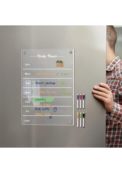 A3 Clear Buzdolabı Mıknatıslar Akrilik Haftalık Planlayıcı Kartı Yeniden Infaz Buzdolabı Çıkartmaları Kuru Silme Mesaj Panosu Ev (Yurt Dışından) indirimleri
