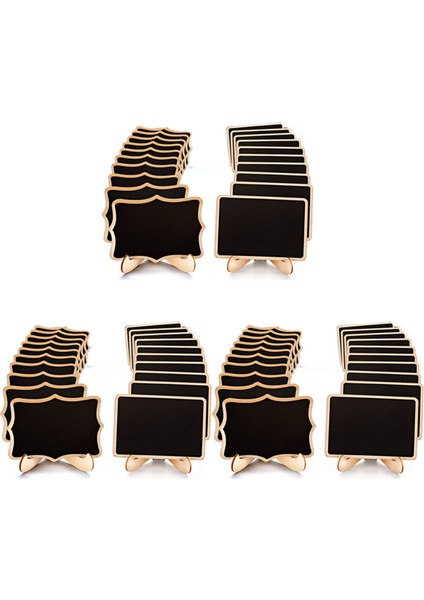 Mini Kara Tahta Tabelaları 60 Paket Çerçeveli Küçük Kara Tahta Etiketleri Şövale Standı Masa Numaraları Için Ahşap Tahta (Yurt Dışından)