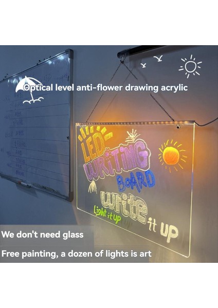 Asılabilir Renkli 7 Molors LED Kuruluk Deres Not Karayı Savaş USB Power Yeniden Yazılabilir Gece Işığı ile Akrilik Mesaj Panosu (Yurt Dışından) fiyatları