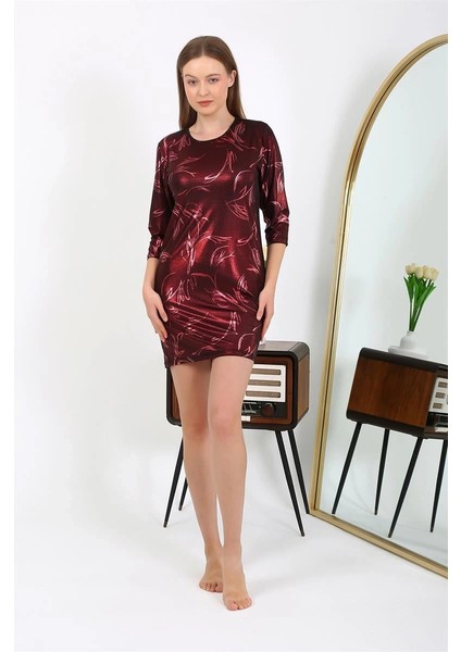 Kadın Micro Kumaş Mini Parlak Elbise Bordo fiyatları