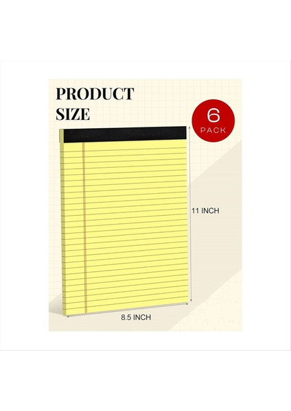 6 Paket Sarı Not Pedleri 8 5 x 11 75 Inç Dar Yönlendirilmiş Çizgili Yazma Not Pedleri Sarı Kağıt Pads College Koleji Not Ped (Yurt Dışından) fırsatları