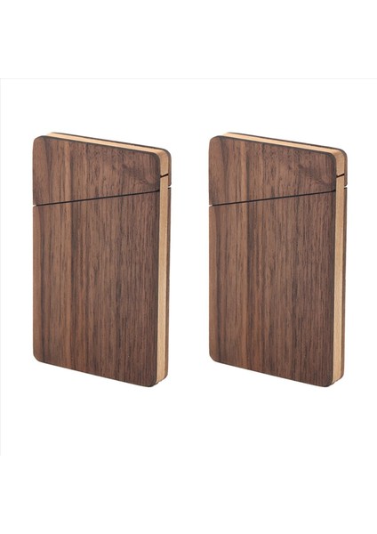 2x Taşınabilir Ahşap Kartvizit Vaka Erkek ve Kadın Iş Kartı Tutucu Taşınabilir Ceviz Ahşap (Yurt Dışından)