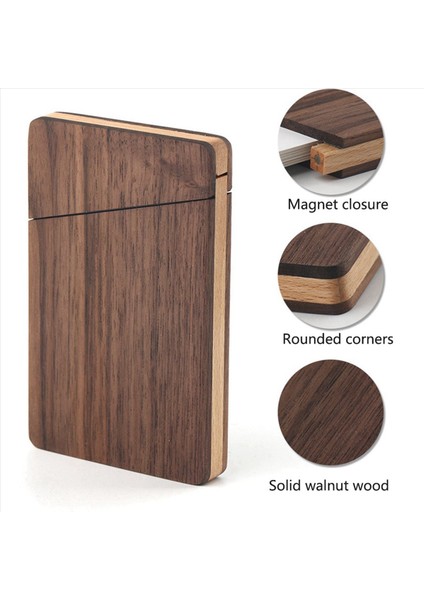 2x Taşınabilir Ahşap Kartvizit Vaka Erkek ve Kadın Iş Kartı Tutucu Taşınabilir Ceviz Ahşap (Yurt Dışından) fiyatları