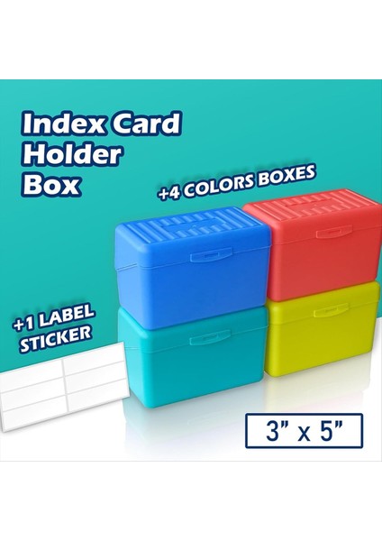 Dizin Kartı Tutucu Kutusu 3X5IN Flash Note Kartı Sahibi Kutusu Organizatör Kılıfı 3x5 Dizin Kartı Depolama Dosya Kutusu 4 Renk Paket (Yurt Dışından) fırsatları