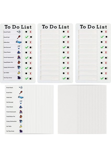 3 Memo Panosu Paket Çıkarılabilir Plastik Şey Grafiği Yapılacaklar Listesi 40 Kağıt ile Sürgülü Panolar (Yurt Dışından)